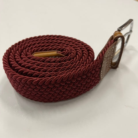 Woven Stretch Belt - Burgundy