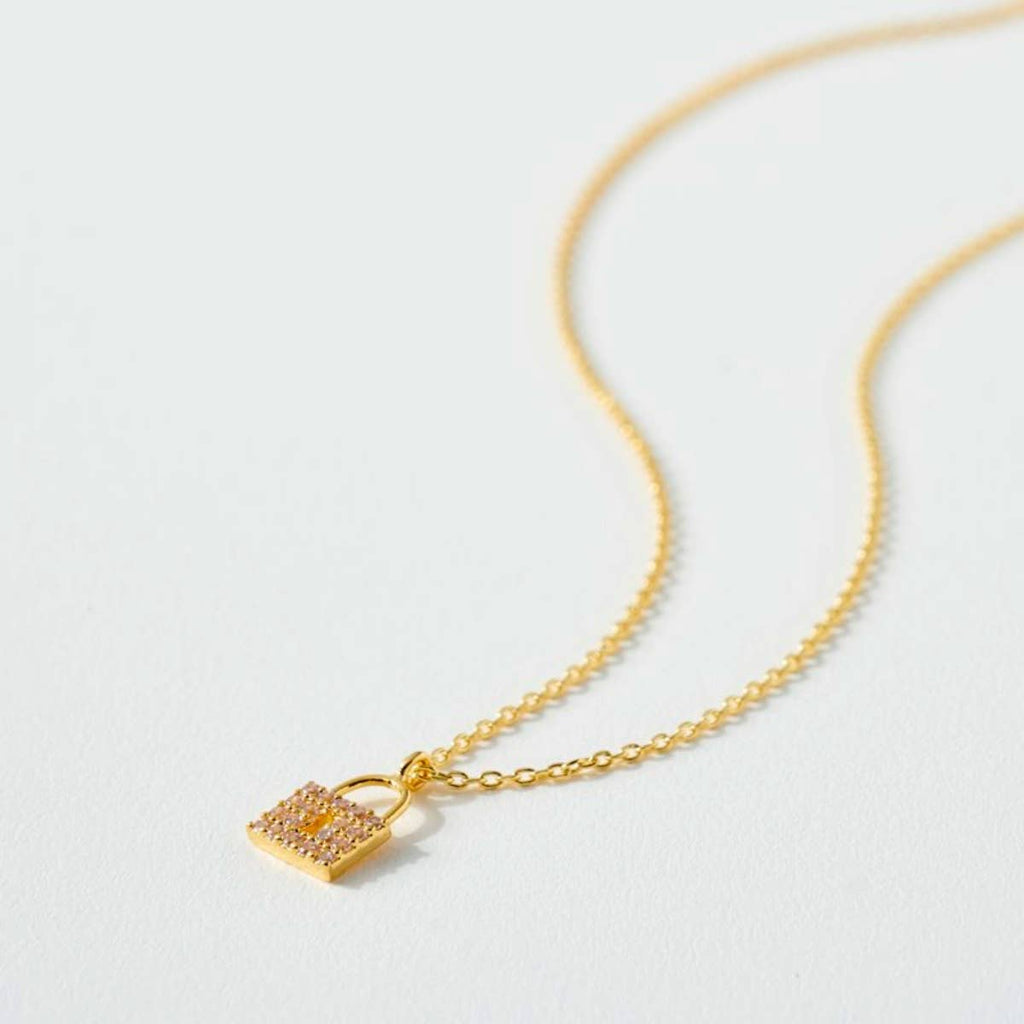 Lock Charm CZ Collar Necklace