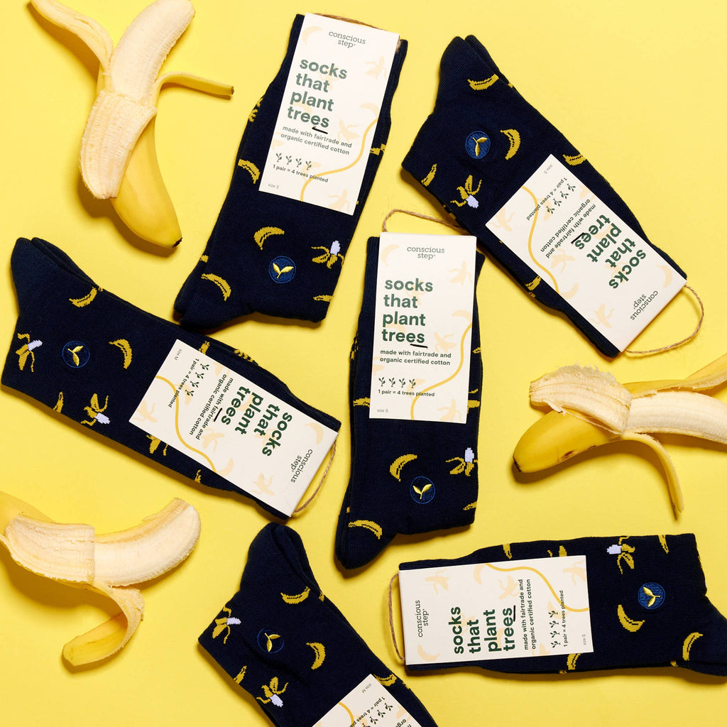 Socks that Plant Trees (Navy Bananas)