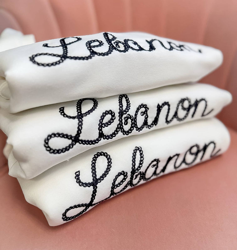 Custom Sweatshirt, Embroidered, Chain Stitch