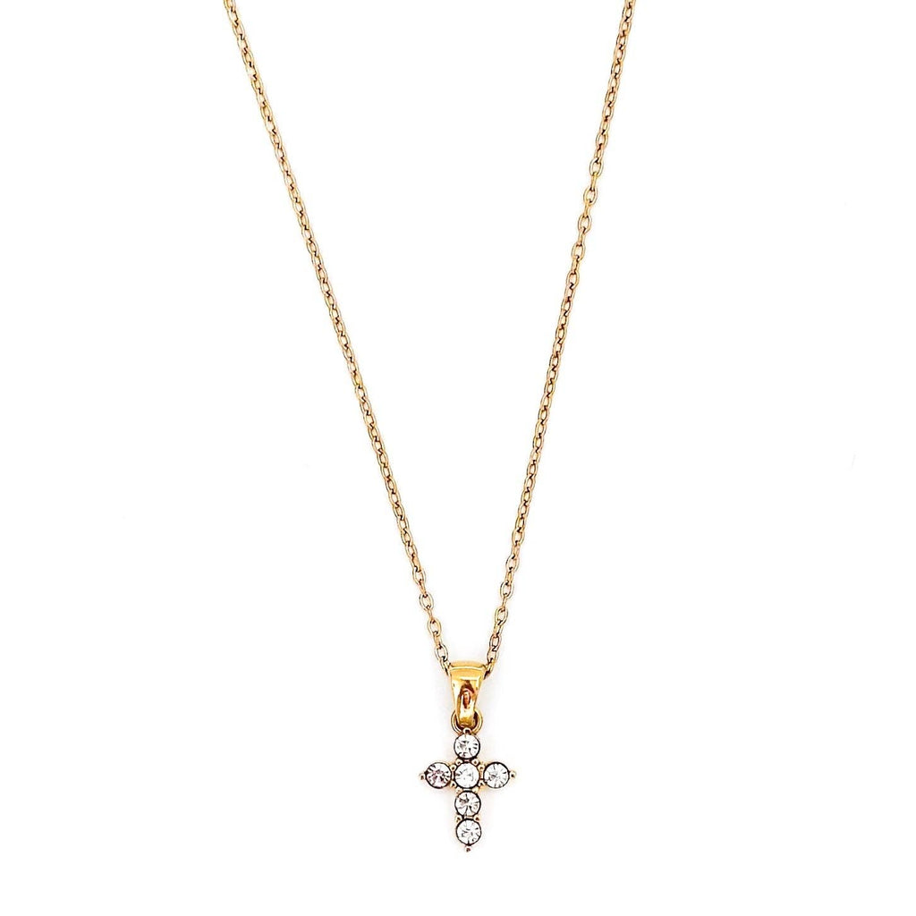 Leah Dainty Crystal Cross Necklace