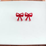 Bow Studs - Red Glitter // Jewelry, Earrings, Game Day, Christmas