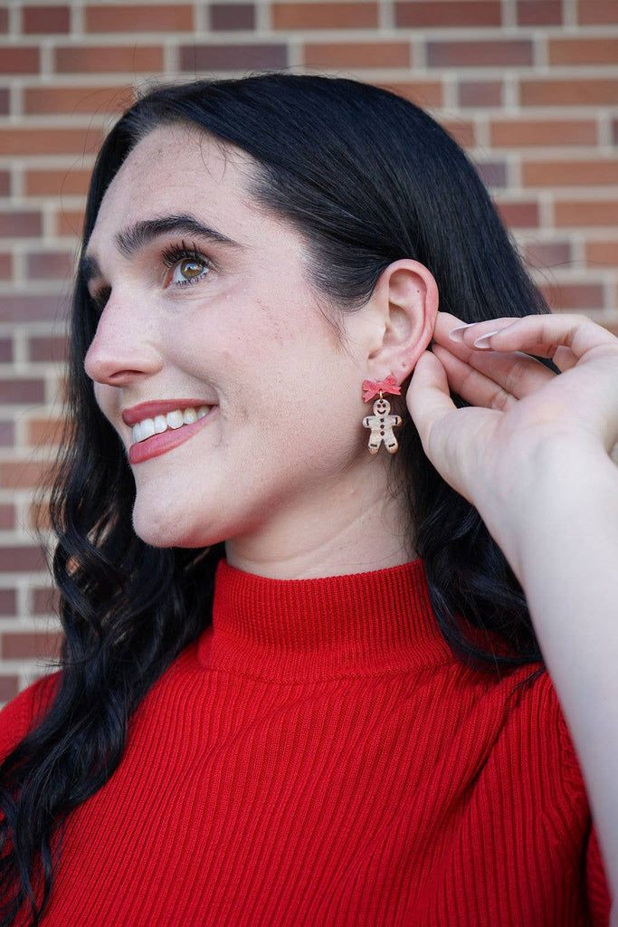 Bow Gingerbread Earrings - Red Shimmer // Christmas, Holiday, Jewelry
