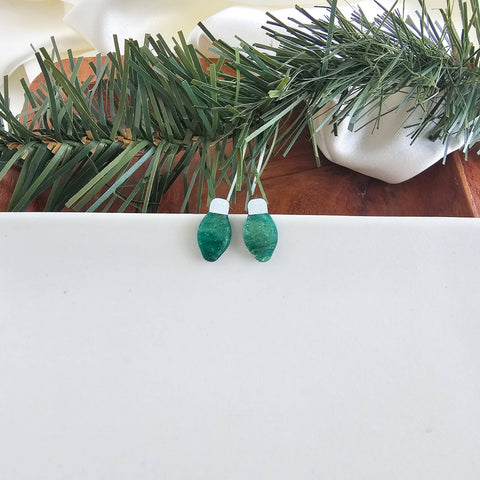 Christmas Light Studs - Green Shimmer // Christmas, Holiday, Jewelry, Earrings