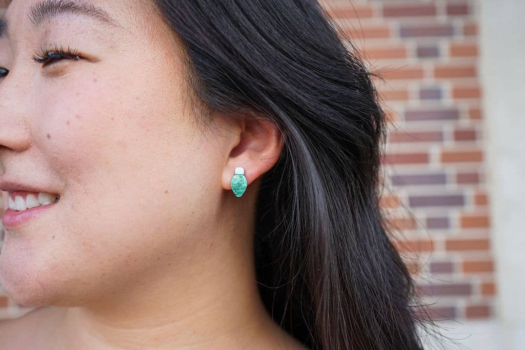 Christmas Light Studs - Green Shimmer // Christmas, Holiday, Jewelry, Earrings
