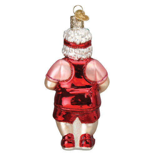 Pickleball Mrs. Claus Glass Ornament