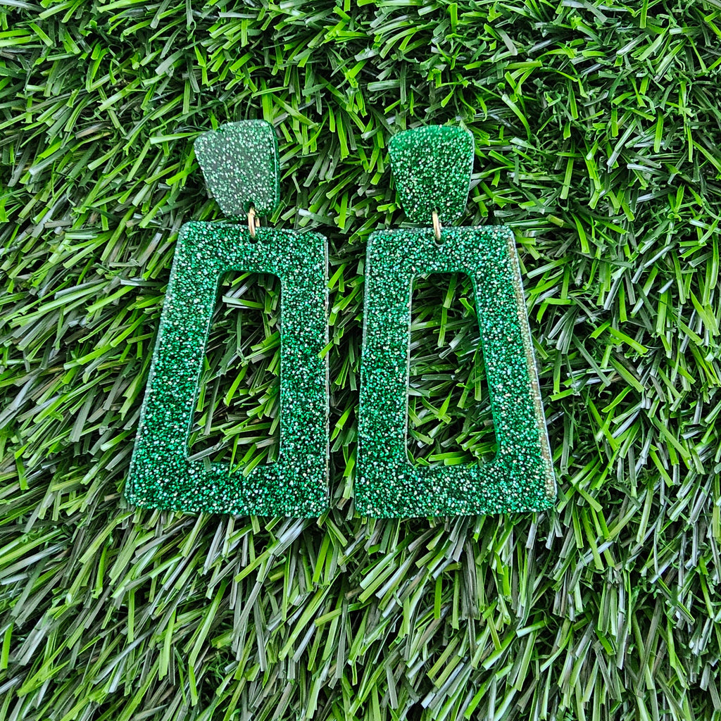 Avery Earrings - Green Glitter // Jewelry, Game Day