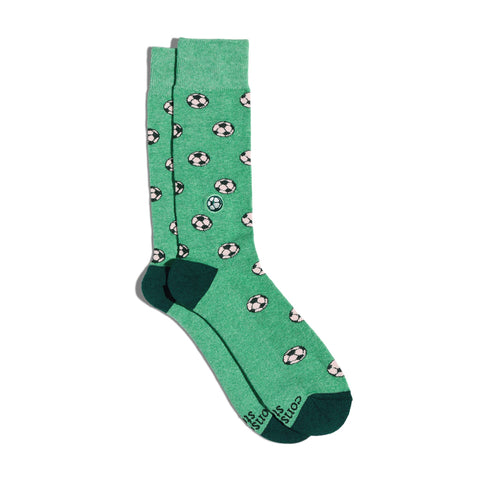 Socks that Support Youth Sports (Green Soccer Balls)