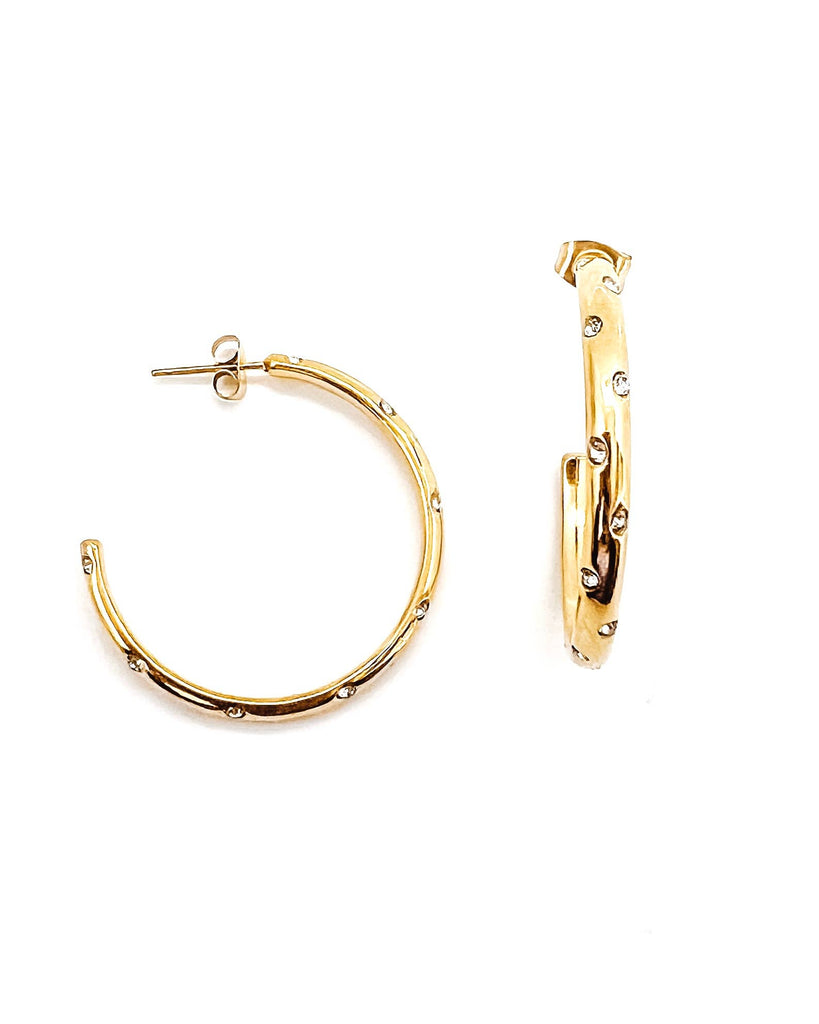 Elisha Diamond Crystal Hoop Earrings || Choose Color