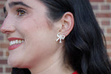 Bow Studs - White Shimmer // Christmas, Holiday, Jewelry, Earrings