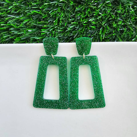 Avery Earrings - Green Glitter // Jewelry, Game Day