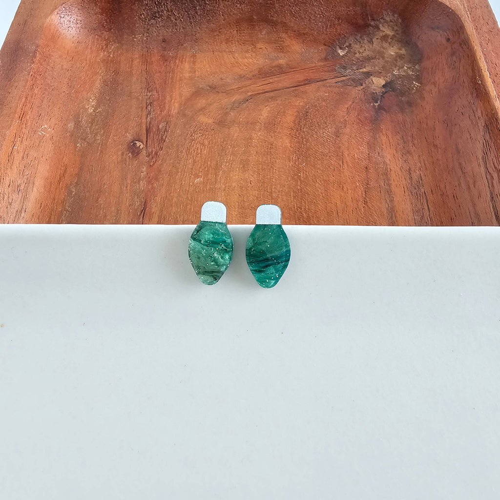 Christmas Light Studs - Green Shimmer // Christmas, Holiday, Jewelry, Earrings
