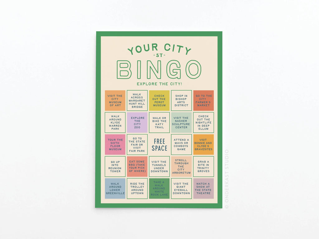 Custom City Explorer Bingo Card
