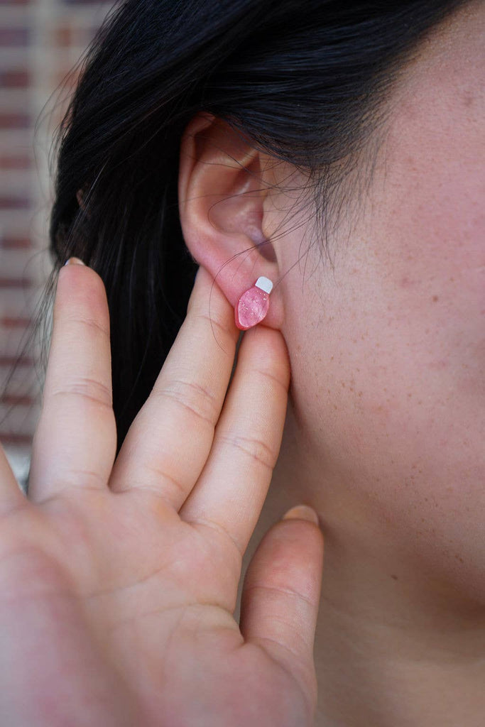 Christmas Light Studs - Red Shimmer // Christmas, Holiday, Jewelry, Earrings