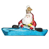 Kayaking Santa Glass Ornament