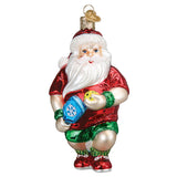 Pickleball Santa Glass Ornament