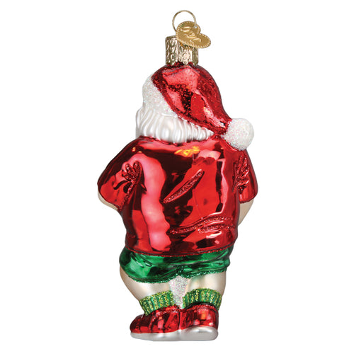 Pickleball Santa Glass Ornament