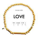 Morse Code Gold Waterproof Beaded Bracelet | LOVE