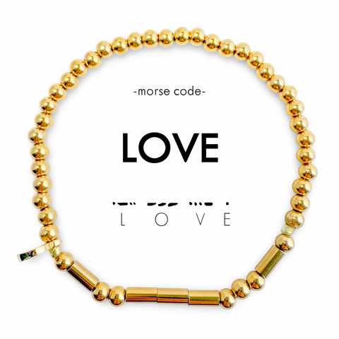 Morse Code Gold Waterproof Beaded Bracelet | LOVE