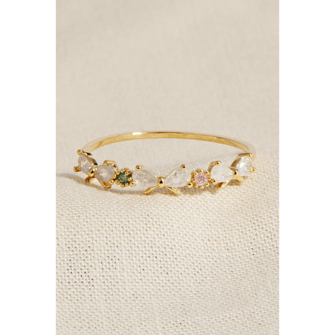 Teardrop Studded Delicate Ring
