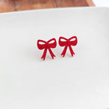 Bow Studs - Red Glitter // Jewelry, Earrings, Game Day, Christmas
