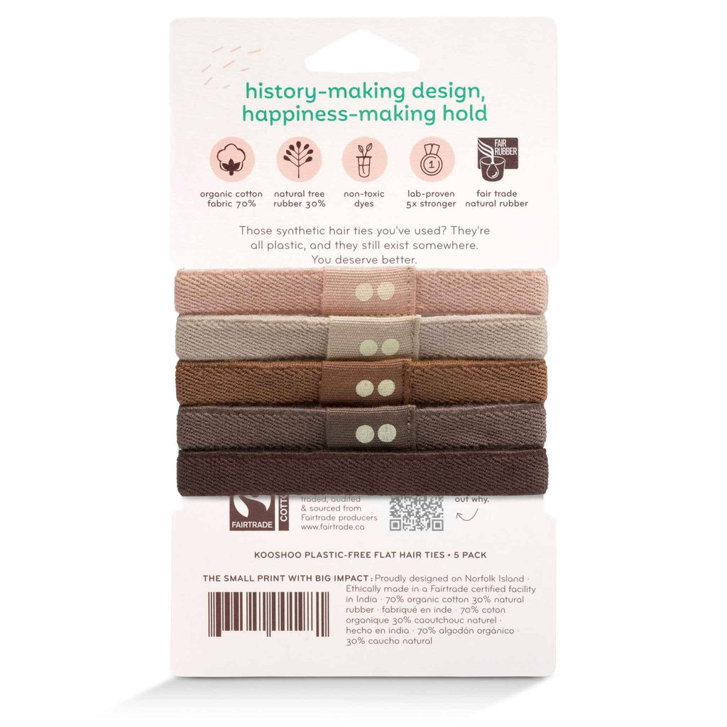 Plastic-free Flat Hair Ties - Earth Tints