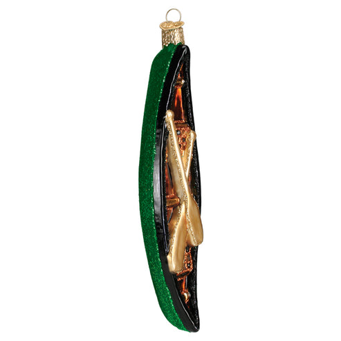 Green Canoe Glass Ornament