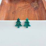 Christmas Tree Studs - Green Shimmer // Holiday, Jewelry, Earrings