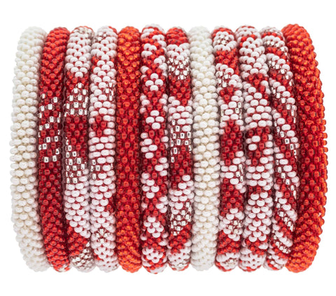Roll-On® Bracelet Red and White - Set of 12