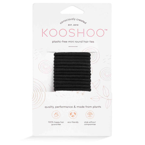 Plastic-free Round Hair Ties - Mini 12-pack - Black