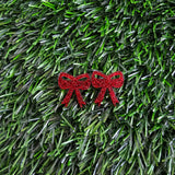 Bow Studs - Red Glitter // Jewelry, Earrings, Game Day, Christmas