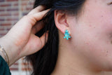 Christmas Tree Studs - Green Shimmer // Holiday, Jewelry, Earrings