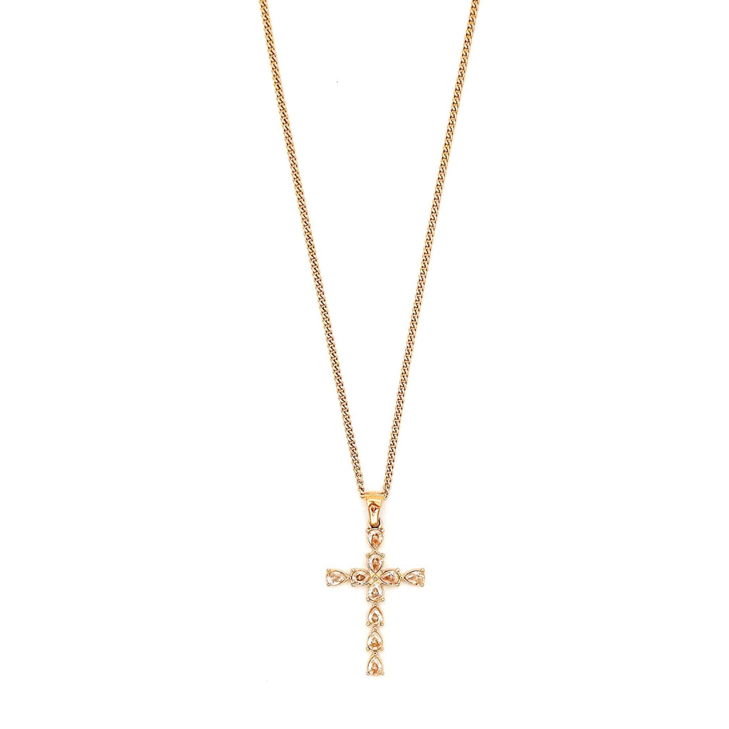 Vera Pear Crystal Cross Necklace