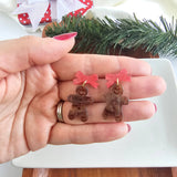 Bow Gingerbread Earrings - Red Shimmer // Christmas, Holiday, Jewelry