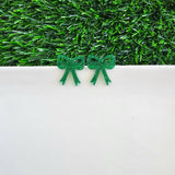 Bow Studs - Green Glitter // Jewelry, Earrings, Game Day, Christmas