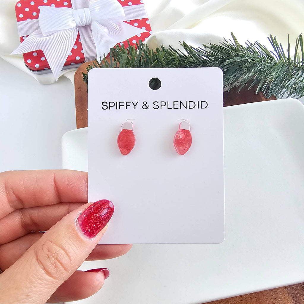 Christmas Light Studs - Red Shimmer // Christmas, Holiday, Jewelry, Earrings