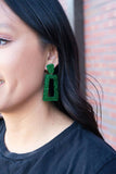 Avery Earrings - Green Glitter // Jewelry, Game Day