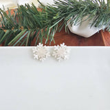 Snowflake Studs - White Shimmer // Christmas, Holiday, Jewelry, Earrings