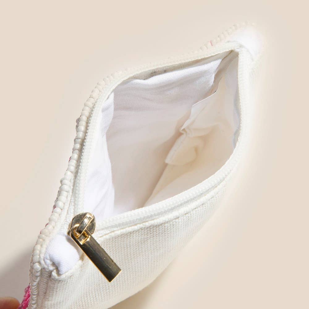 Seed Beaded Double Strawberry Coin Purse