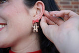 Bow Gingerbread Earrings - Red Shimmer // Christmas, Holiday, Jewelry