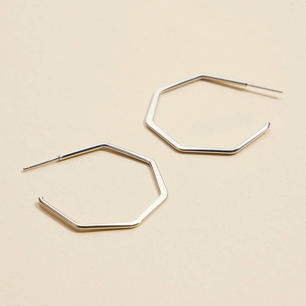 Geometric Gold Dip Hoop Earrings