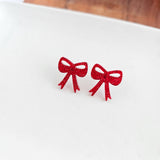 Bow Studs - Red Glitter // Jewelry, Earrings, Game Day, Christmas