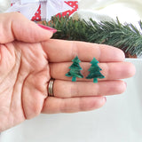 Christmas Tree Studs - Green Shimmer // Holiday, Jewelry, Earrings