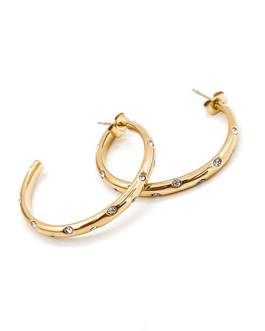 Elisha Diamond Crystal Hoop Earrings || Choose Color