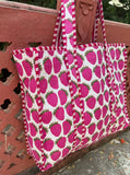Handmade Cotton Quilted Market Bag - Strawberry