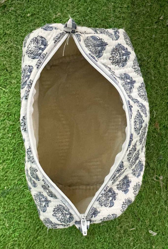 Hand Block Printed Bag Cotton Quilted Women's Zipper Pouches