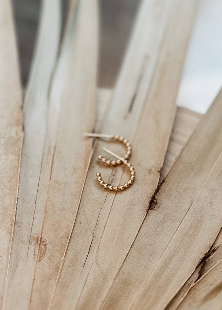 Beaded Huggie Hoop Earring | 14k Gold Fill & Sterling Silver