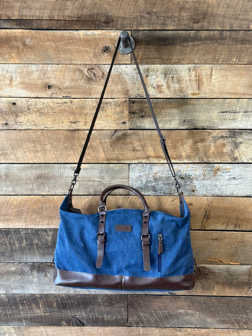 Canvas Leather Weekender Duffle Bag | Travel, Gym & Carry-On Bag