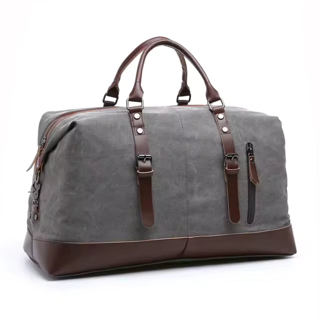 Canvas Leather Weekender Duffle Bag | Travel, Gym & Carry-On Bag