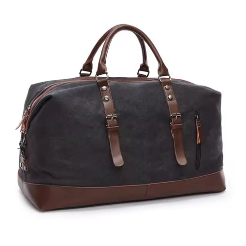 Canvas Leather Weekender Duffle Bag | Travel, Gym & Carry-On Bag
